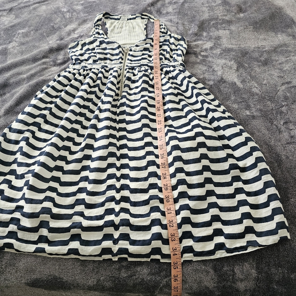 Pinky Striped Nautical Dress Cotton Racer Back Navy Blue/ Light Beige Small - Picture 9 of 11